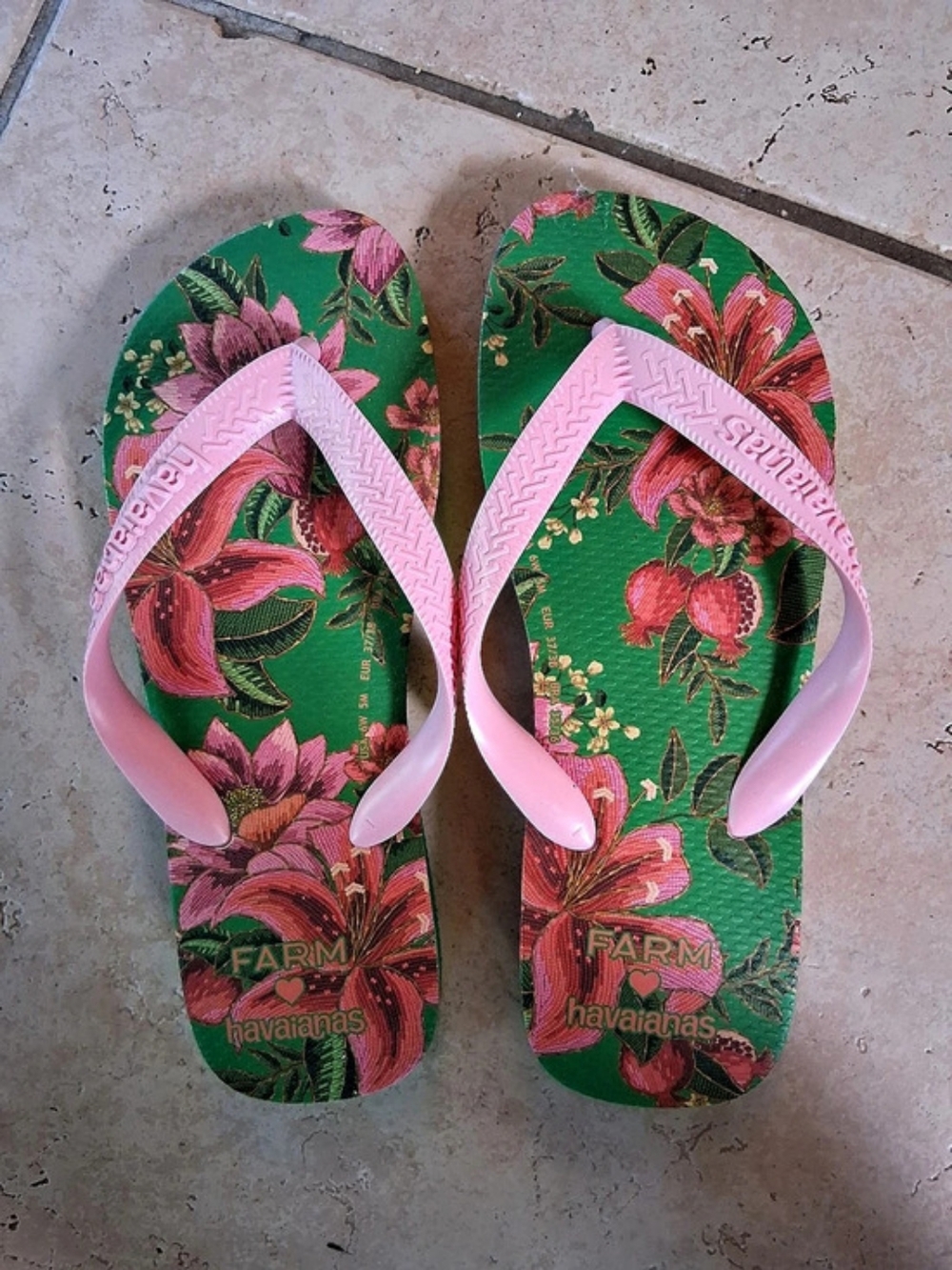 Havaianas x Farm Rio Slim Flip Flops Green Floral Sandals